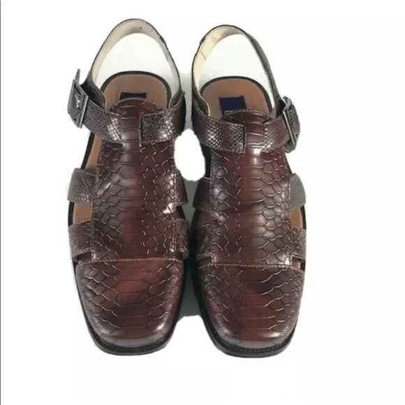 Majestic Men's Brown Sandals Covered Toe Sling Back Vented Sides Sizes 8.5 - 13 - Picture 2 of 6